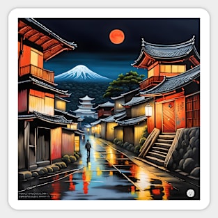 Blood Moon Rising Over Fuji Sticker